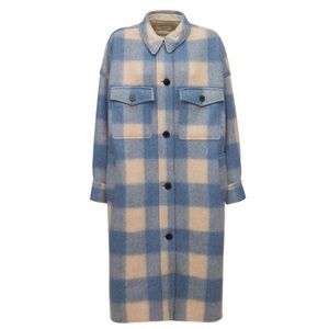 Isabel Marant Blue and Cream Plaid Coat